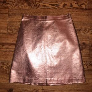 Rose Gold Pink Metallic Leather Mini Skirt Small 4